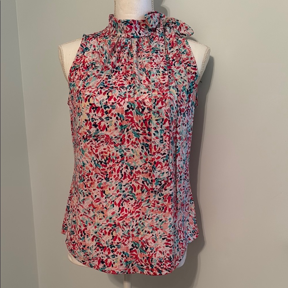 Pink & Blue Abstract Career Top